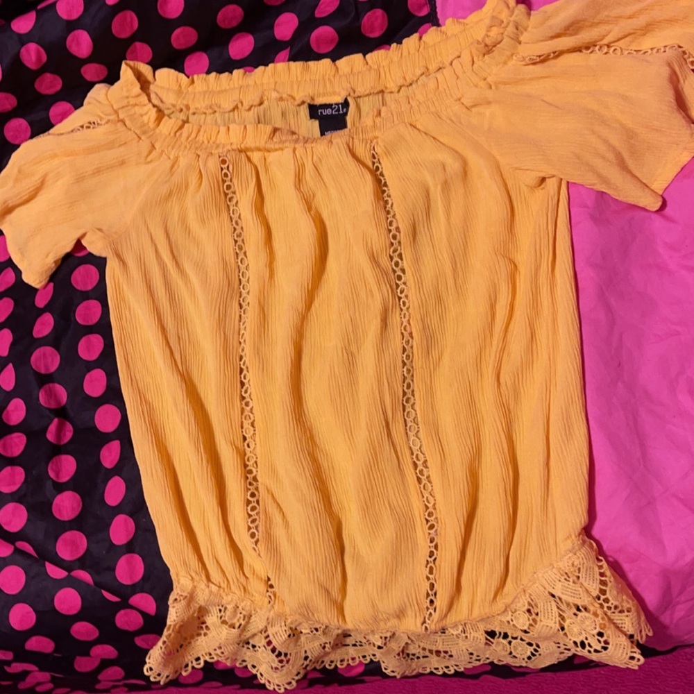 Rue 21 Brand Yellow Off the Shoulder Blouse